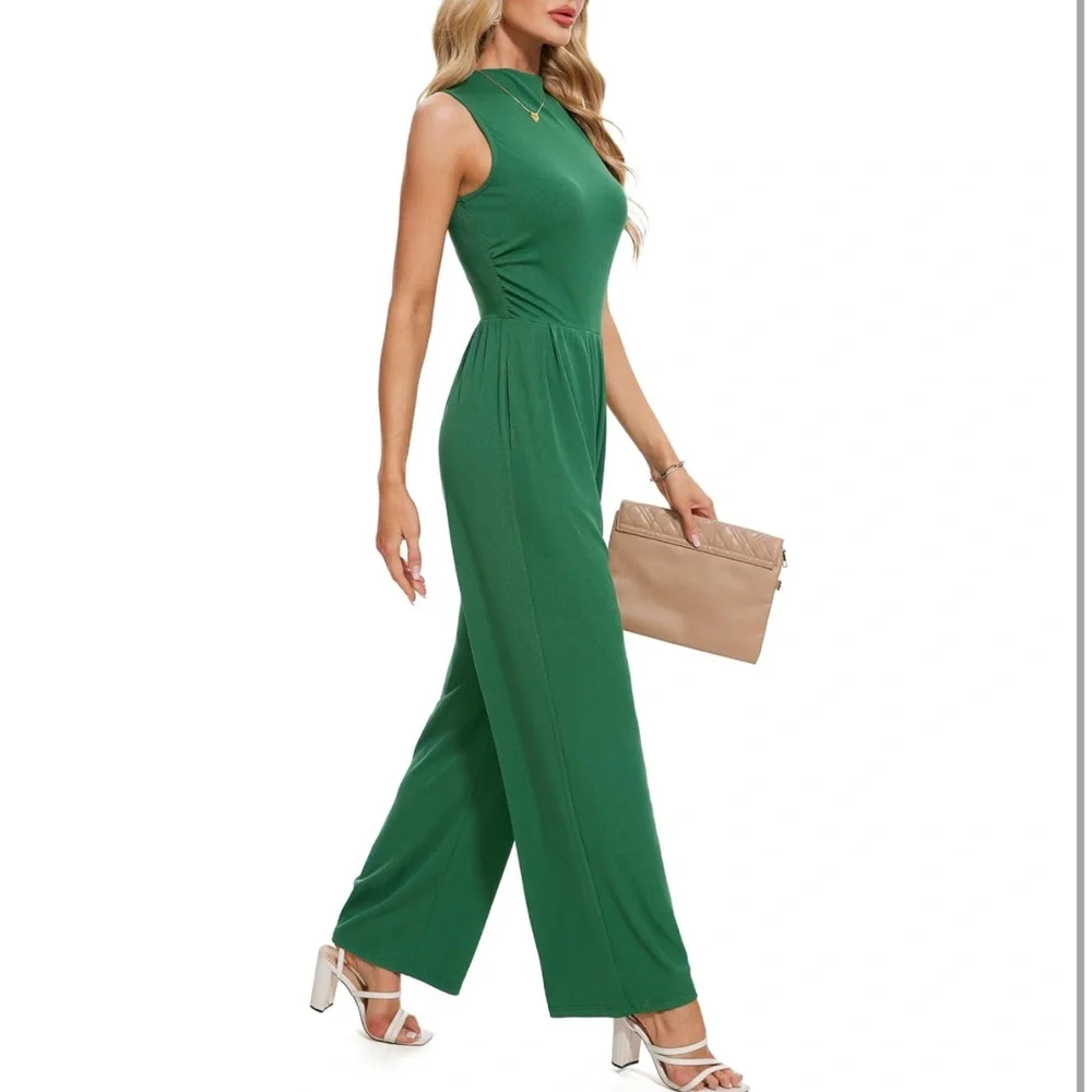 NWT Tapata Green Sleeveless Ribbed Jumpsuit Size S - Picture 2 of 5